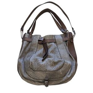Kooba Gray Leather Slouchy Large Hobo Bucket Shoulder Bag Casual, Boho